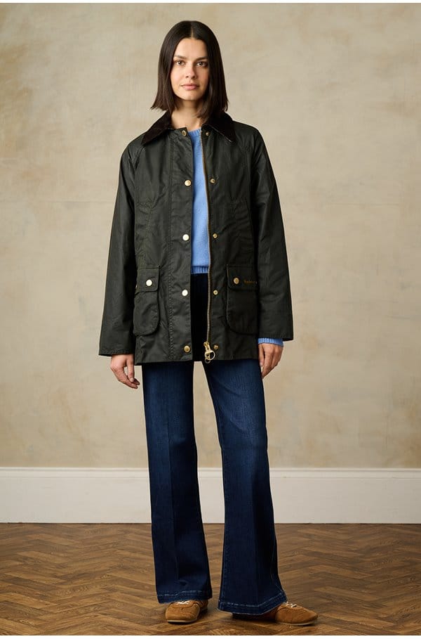 modern beadnell wax jacket in sage ancient 