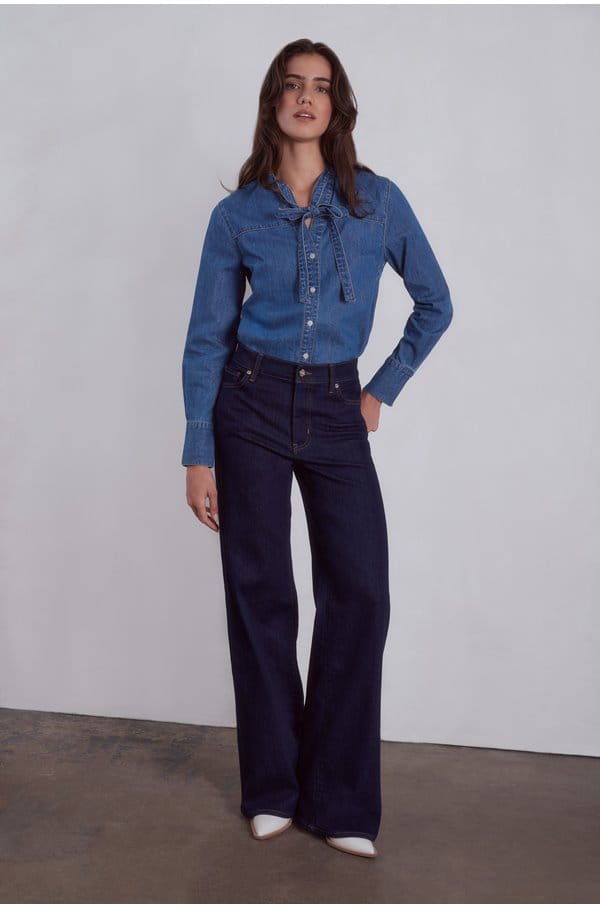 le slim palazzo long in rinse