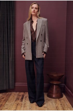 Houndstooth Double Breasted Blazer In Cacao Houndstooth