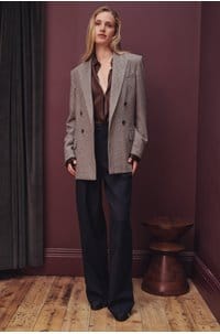 houndstooth double breasted blazer in cacao houndstooth