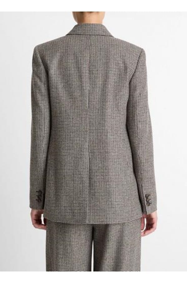 houndstooth double breasted blazer in cacao houndstooth