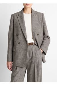 houndstooth double breasted blazer in cacao houndstooth