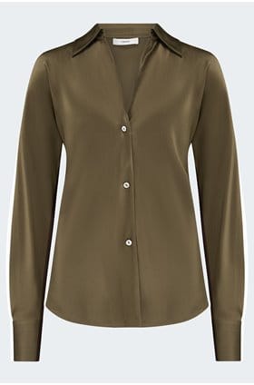 Bias Long Sleeve Blouse In Cypress