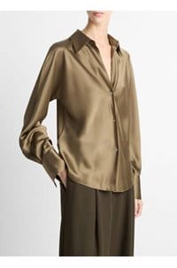 bias long sleeve blouse in cypress