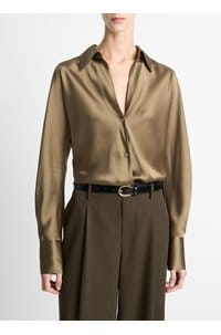 bias long sleeve blouse in cypress