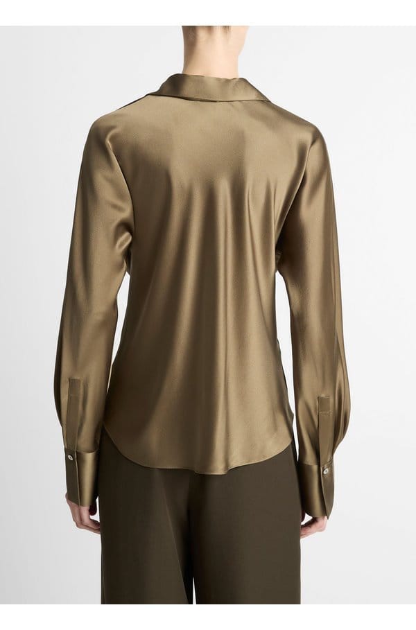 bias long sleeve blouse in cypress