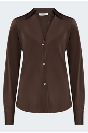 Bias Long Sleeve Blouse In Espresso