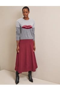 love lips jumper in grey melange