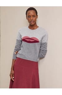 love lips jumper in grey melange