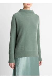 boiled funnel neck pullover in deep patina 