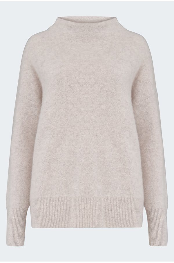 boiled funnel neck pullover in marble 