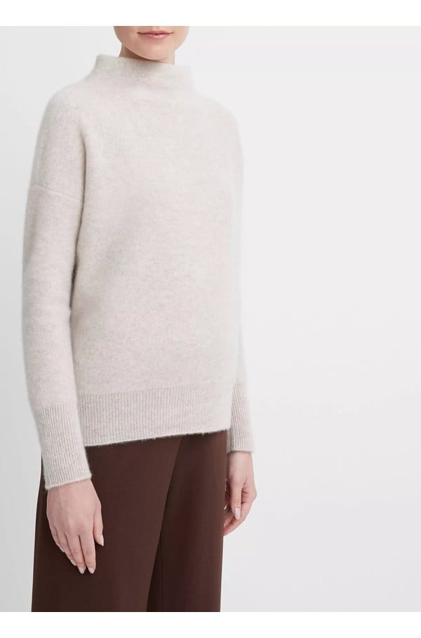 boiled funnel neck pullover in marble