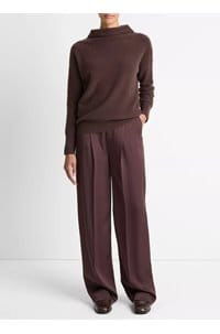 boiled funnel neck pullover in truffle