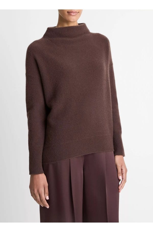 boiled funnel neck pullover in truffle 
