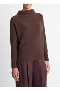 boiled funnel neck pullover in truffle
