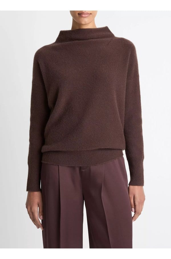 boiled funnel neck pullover in truffle