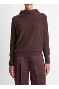 boiled funnel neck pullover in truffle