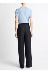 mid rise pleated wide leg trouser in coastal 