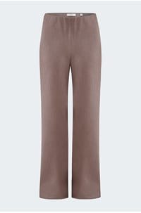 high waist fluid satin bias pant in mauve lilac 