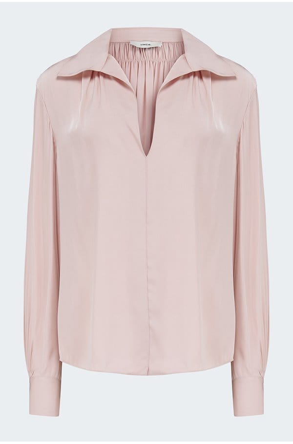 placed smocked long sleeve blouse in balletto