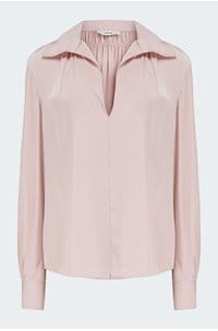 placed smocked long sleeve blouse in balletto