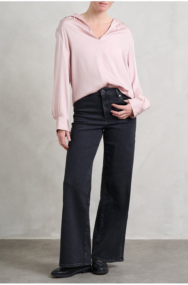 placed smocked long sleeve blouse in balletto