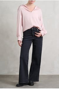 placed smocked long sleeve blouse in balletto