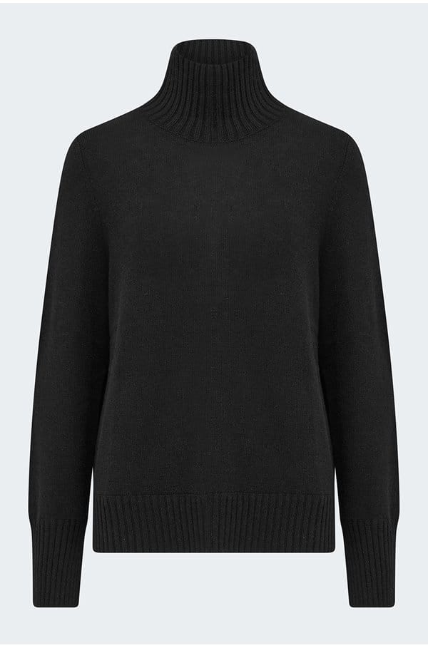 cashmere mock neck sweater in black
