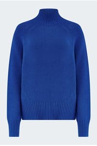 mock neck sweater in bright blue