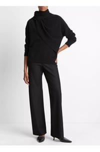 draped crew neck in black