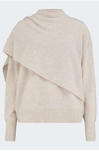 draped crew neck in dove oat