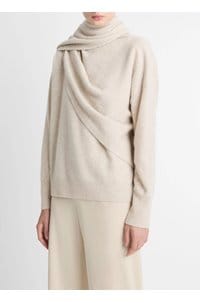 draped crew neck in dove oat