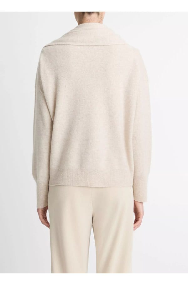 draped crew neck in dove oat