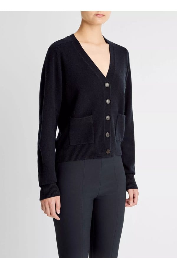 pocket v neck cardigan in coastal 