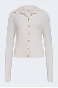 button up polo cardigan in off white