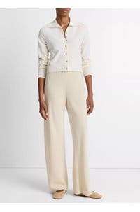 button up polo cardigan in off white