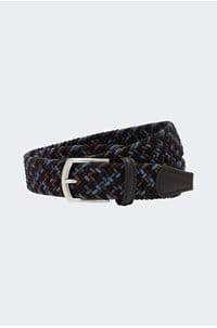 elastic woven belt in navy tan multi