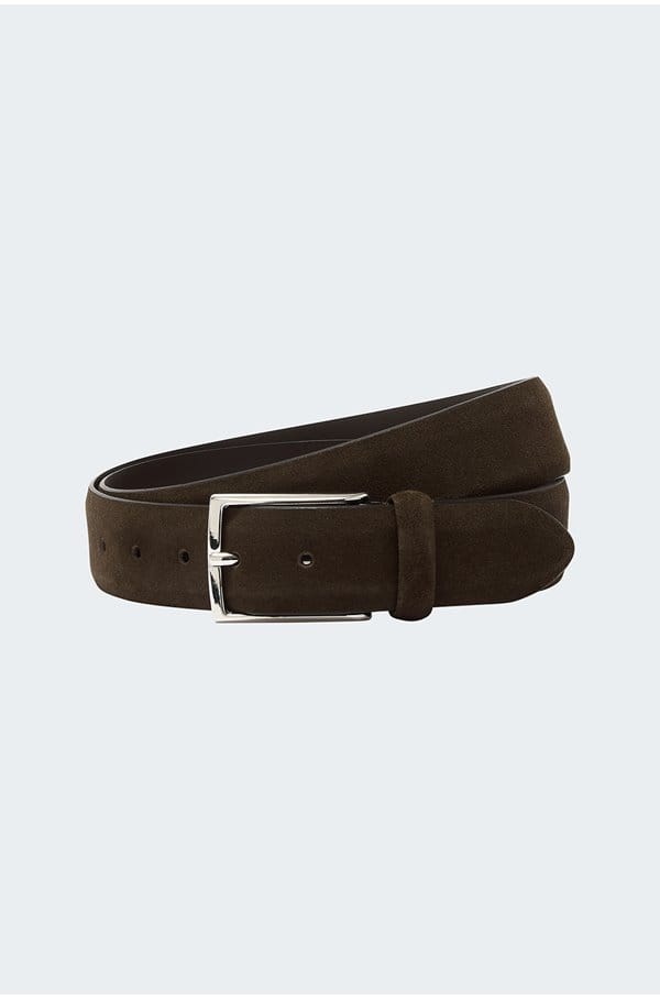 suede belt in dark brown