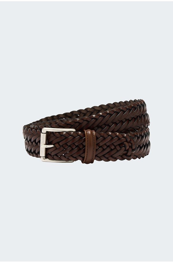 leather weave belt in tan
