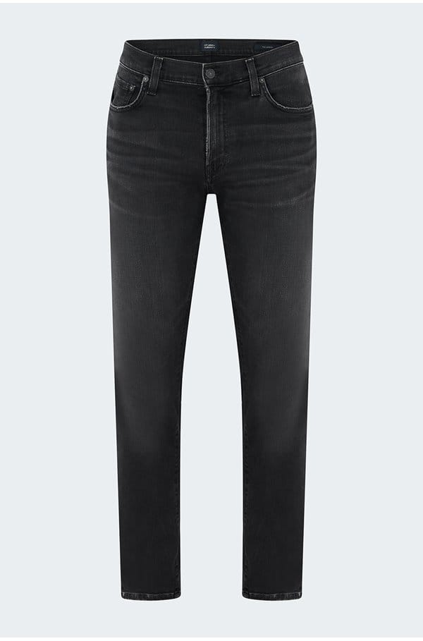 london tapered slim jean in dark storm