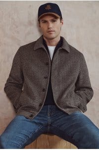 houndstooth bomber jacket in dark roast combo