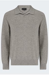 boiled cashmere johnny collar polo in heather mouse