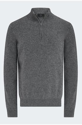 Long Sleeve Quarter Zip in Medium Heather Grey
