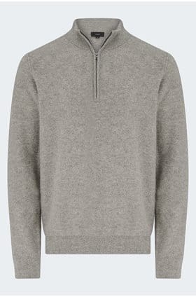 Boiled Quarter Zip Sweater in Heather Mouse
