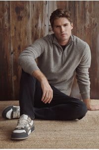 boiled quarter zip sweater in heather mouse