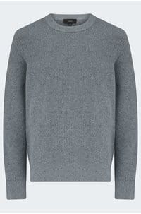 boiled cashmere thermal crew neck in medium heather grey parlour blue