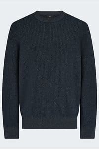 geo jacquard crew neck sweater in coastal blue heather grey