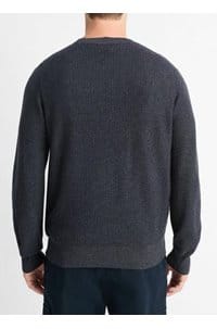 geo jacquard crew neck sweater in coastal blue heather grey