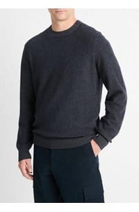 geo jacquard crew neck sweater in coastal blue heather grey