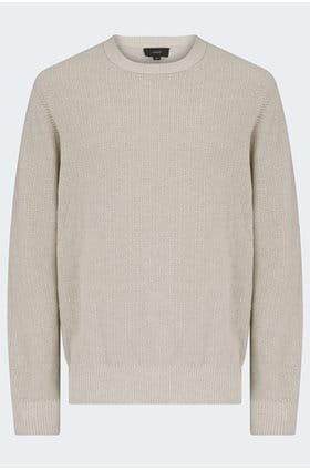 Geo Jacquard Crew Neck Sweater in British Khaki Classic Cream